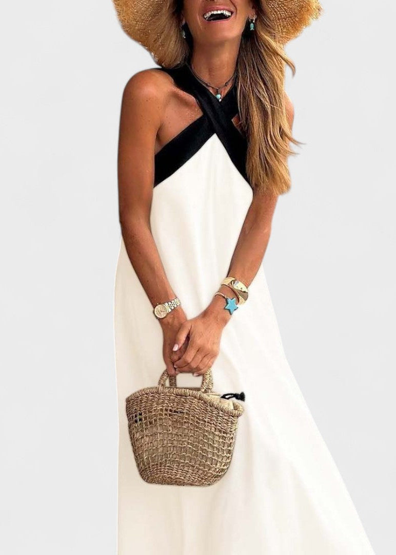 Julie | Dames Bruiloftsgast Halter Midi Jurk