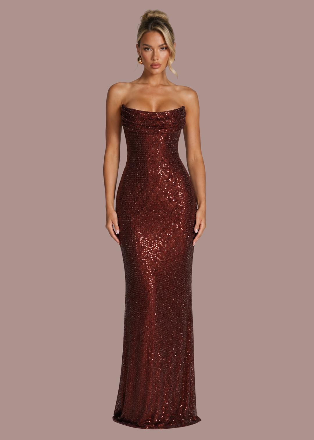 Britt | Dames Strapless Versierde Bruiloftsgast Maxi Jurk