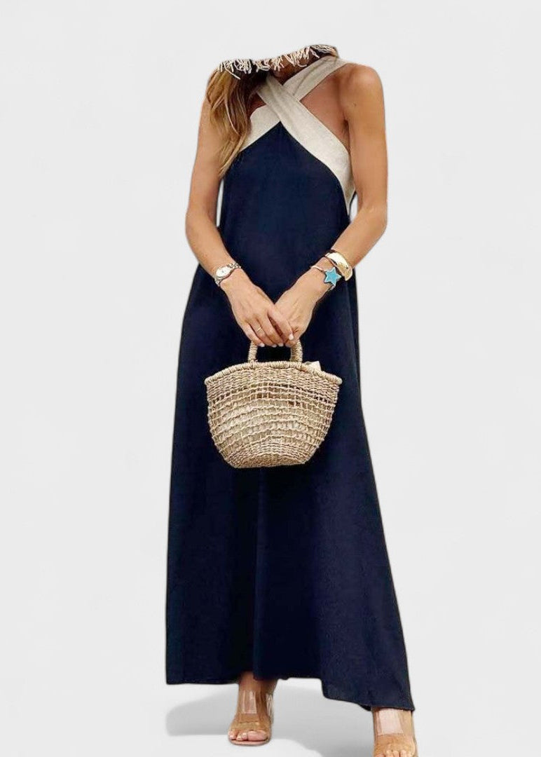 Julie | Dames Bruiloftsgast Halter Midi Jurk