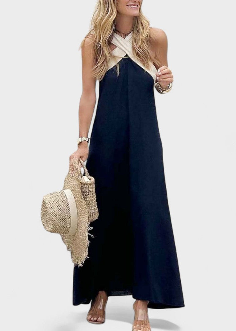 Julie | Dames Bruiloftsgast Halter Midi Jurk