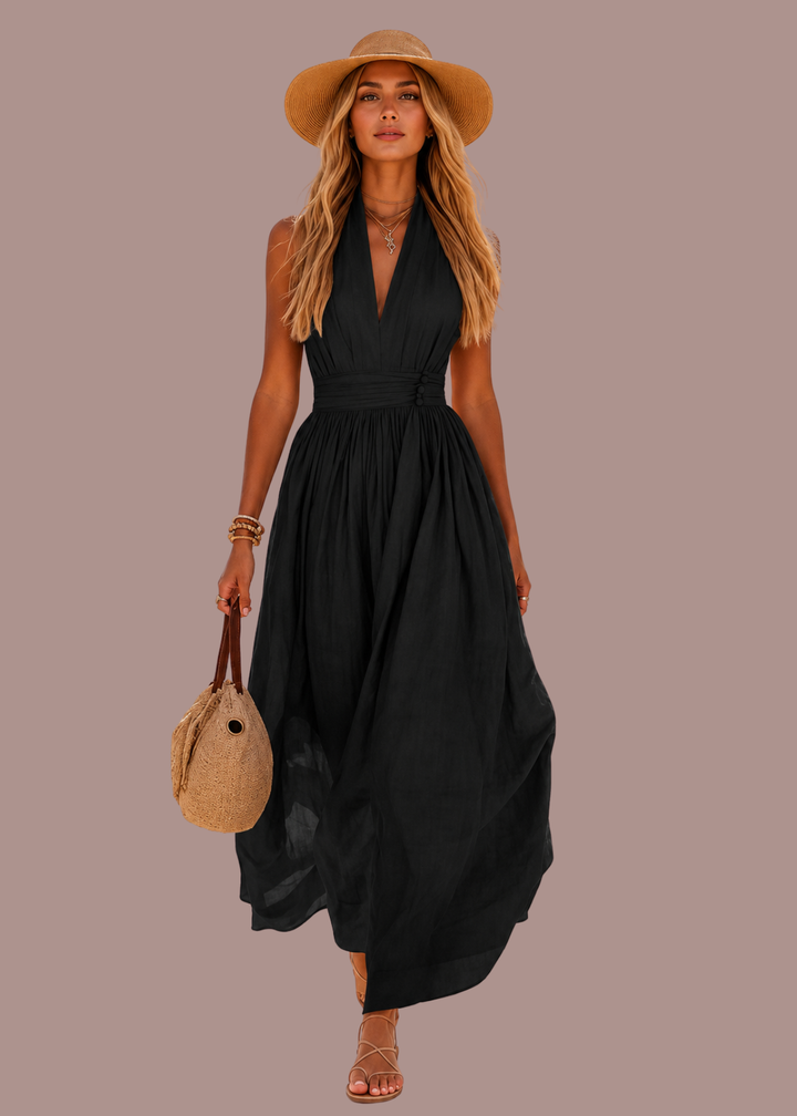 Iris | Dames Halter V Hals Boho Zomer Maxi Jurk