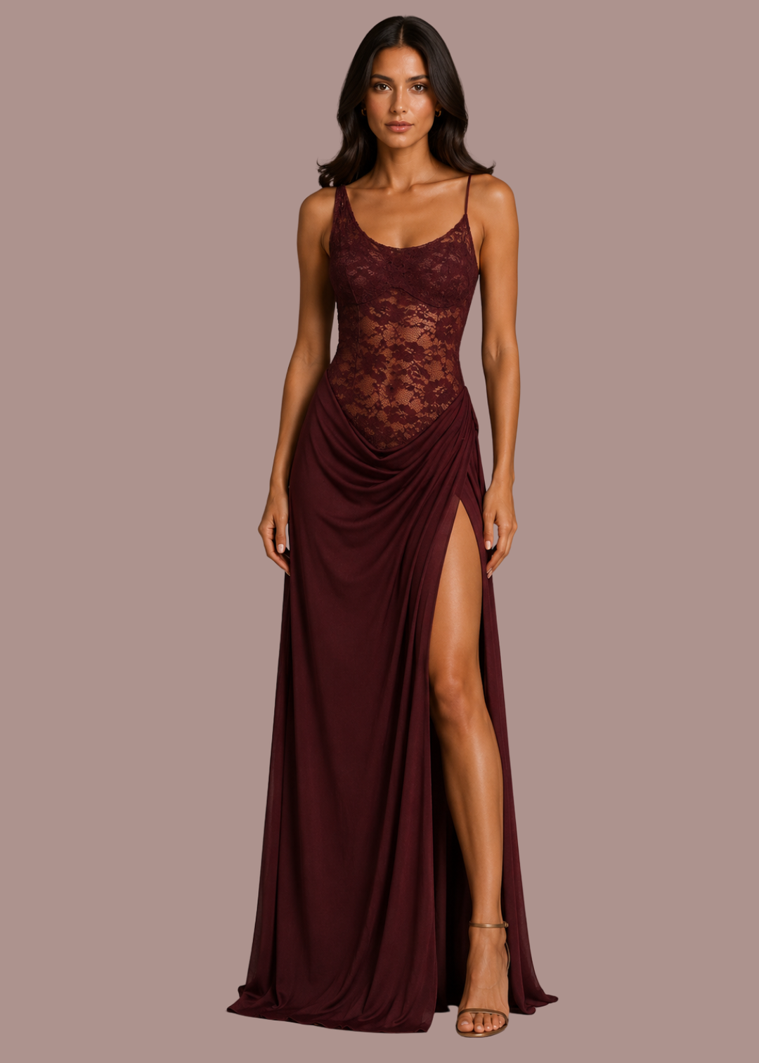 Cosima | Dames Off Shoulder Kanten Korset Maxi Jurk voor Bruiloftsgasten