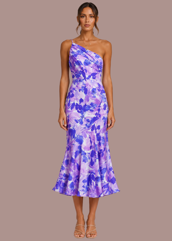 Imogen | Dames Strapless Bloemen Mermaid Bruiloft Gast Midi Jurk
