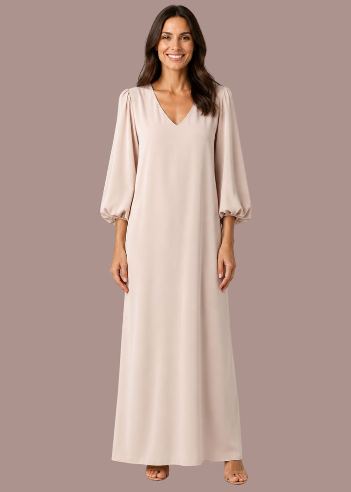 Tabitha | Dames V Hals Lange Mouw Oversized Maxi Jurk