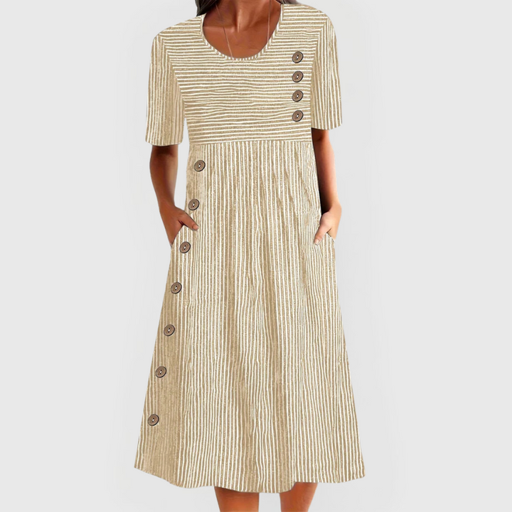 Sophia Gestreepte Midi Jurk
