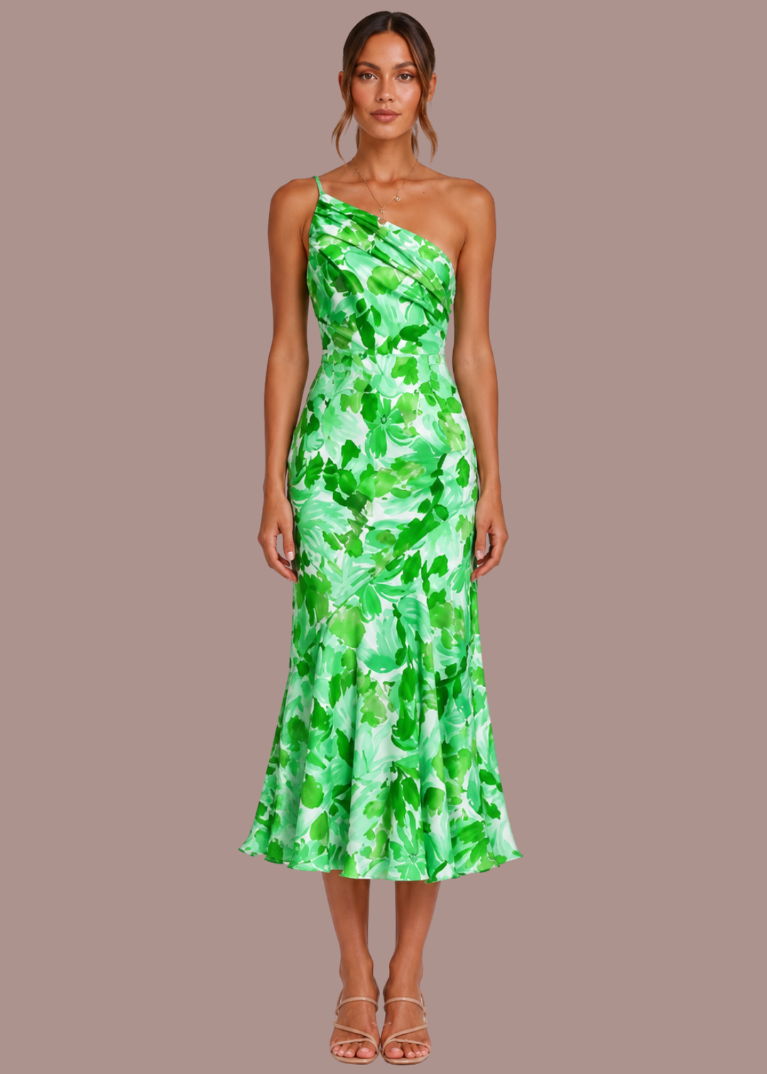Imogen | Dames Strapless Bloemen Mermaid Bruiloft Gast Midi Jurk