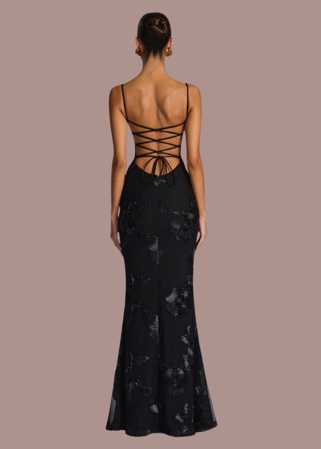 Bregje | Dames Korset Bloemen Geborduurde Bruiloftsgast Maxi Jurk