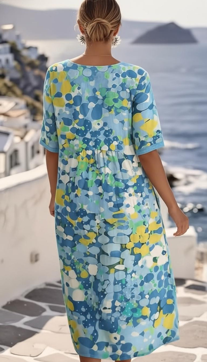 Roos Bloemenprint Midi Jurk