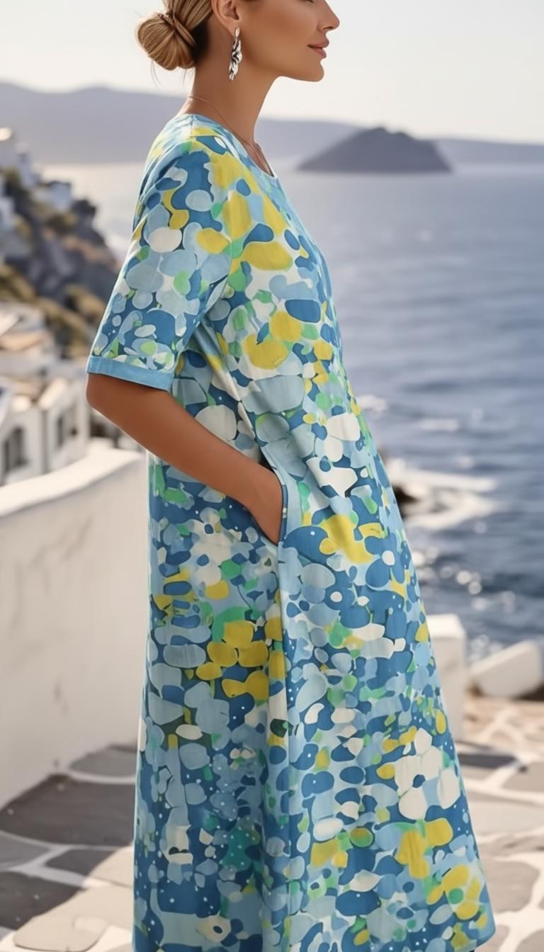 Roos Bloemenprint Midi Jurk