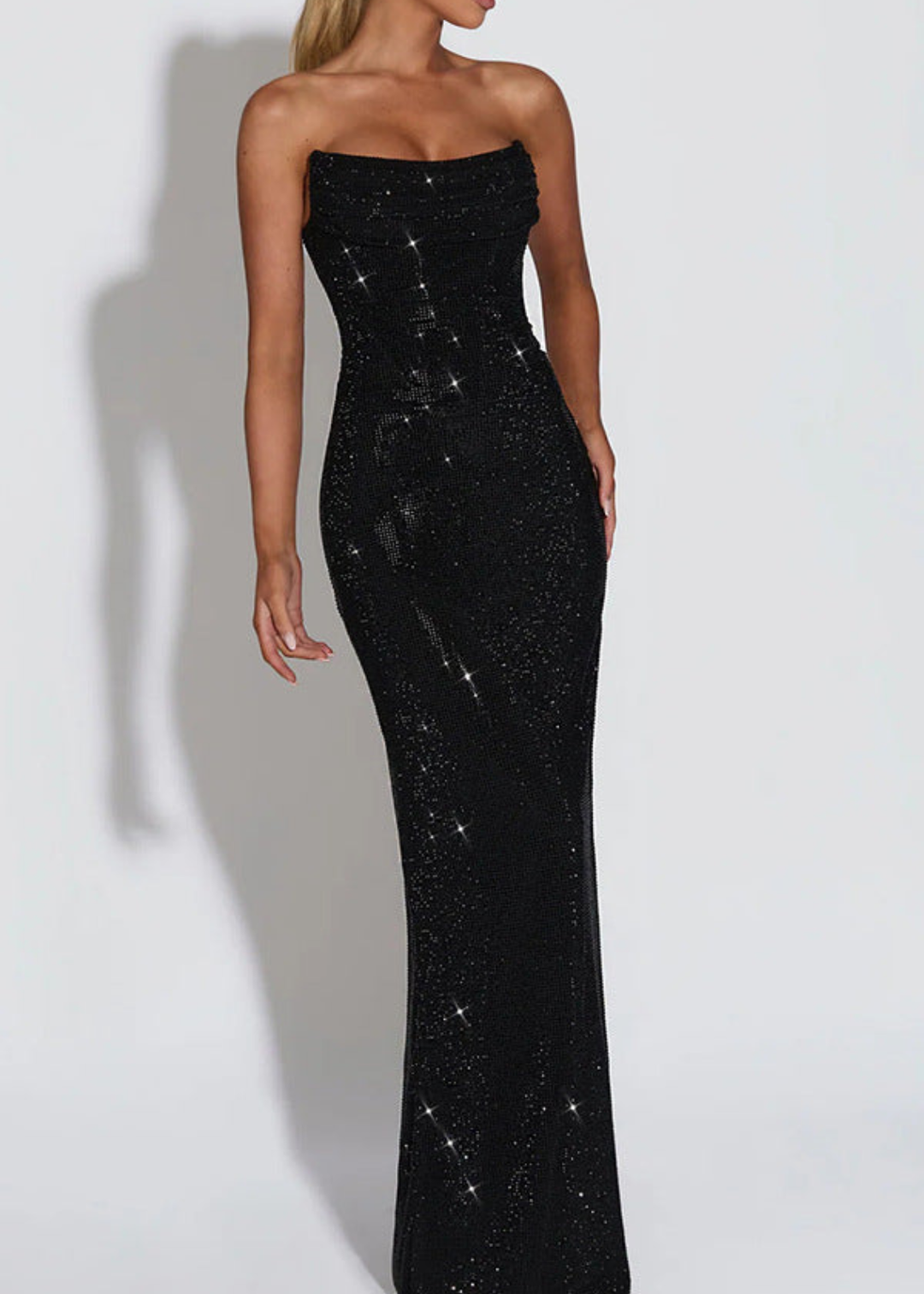 Britt | Dames Strapless Versierde Bruiloftsgast Maxi Jurk