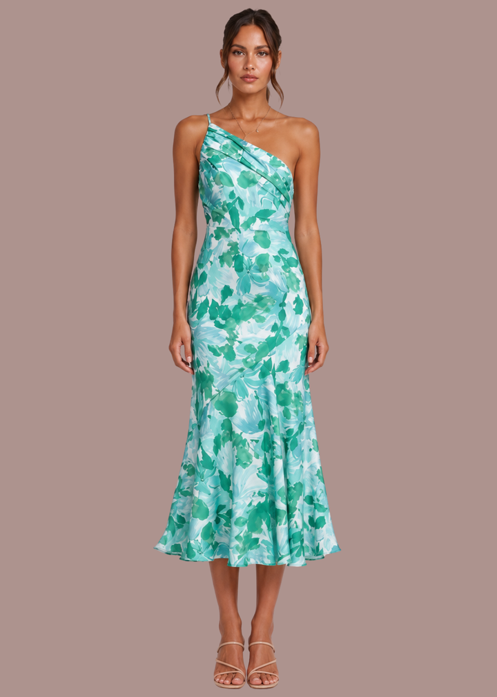 Imogen | Dames Strapless Bloemen Mermaid Bruiloft Gast Midi Jurk