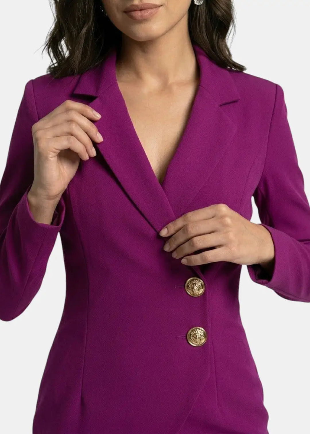 Roos | Dames Doorknoop Lange Mouw Bruiloftsgast Blazer Jurk
