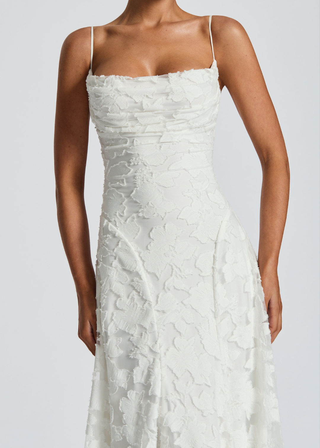 Floor | Dames Waterval Hals Bloemen Kant Bruiloftsgast Maxi Jurk