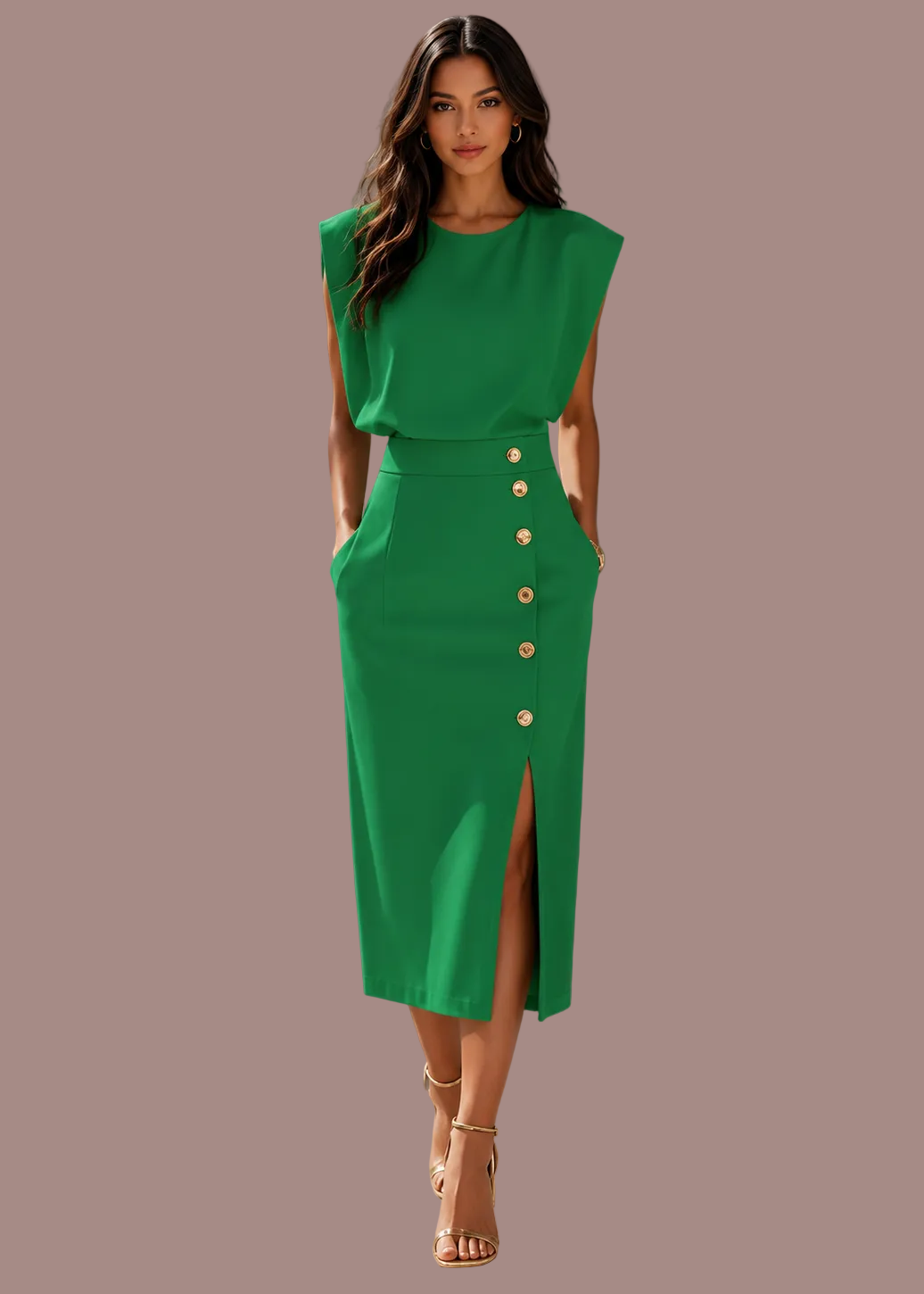 Rosaline | Dames Mouwloze Bruiloft Gast Maxi Jurk