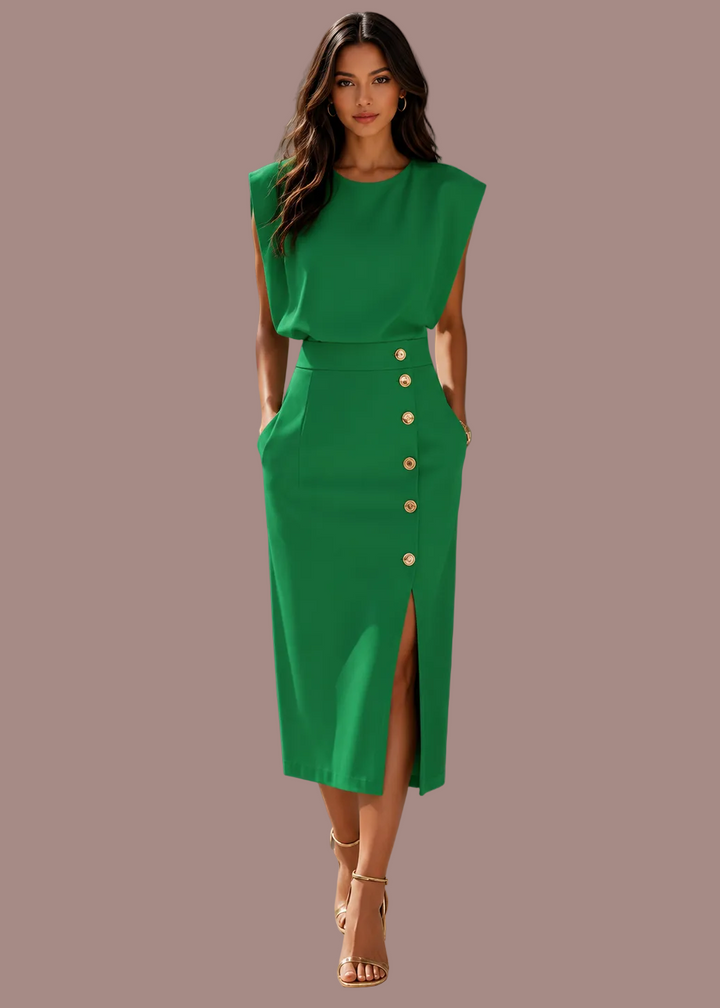 Rosaline | Dames Mouwloze Bruiloft Gast Maxi Jurk