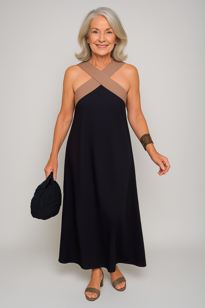 Julie | Dames Bruiloftsgast Halter Midi Jurk