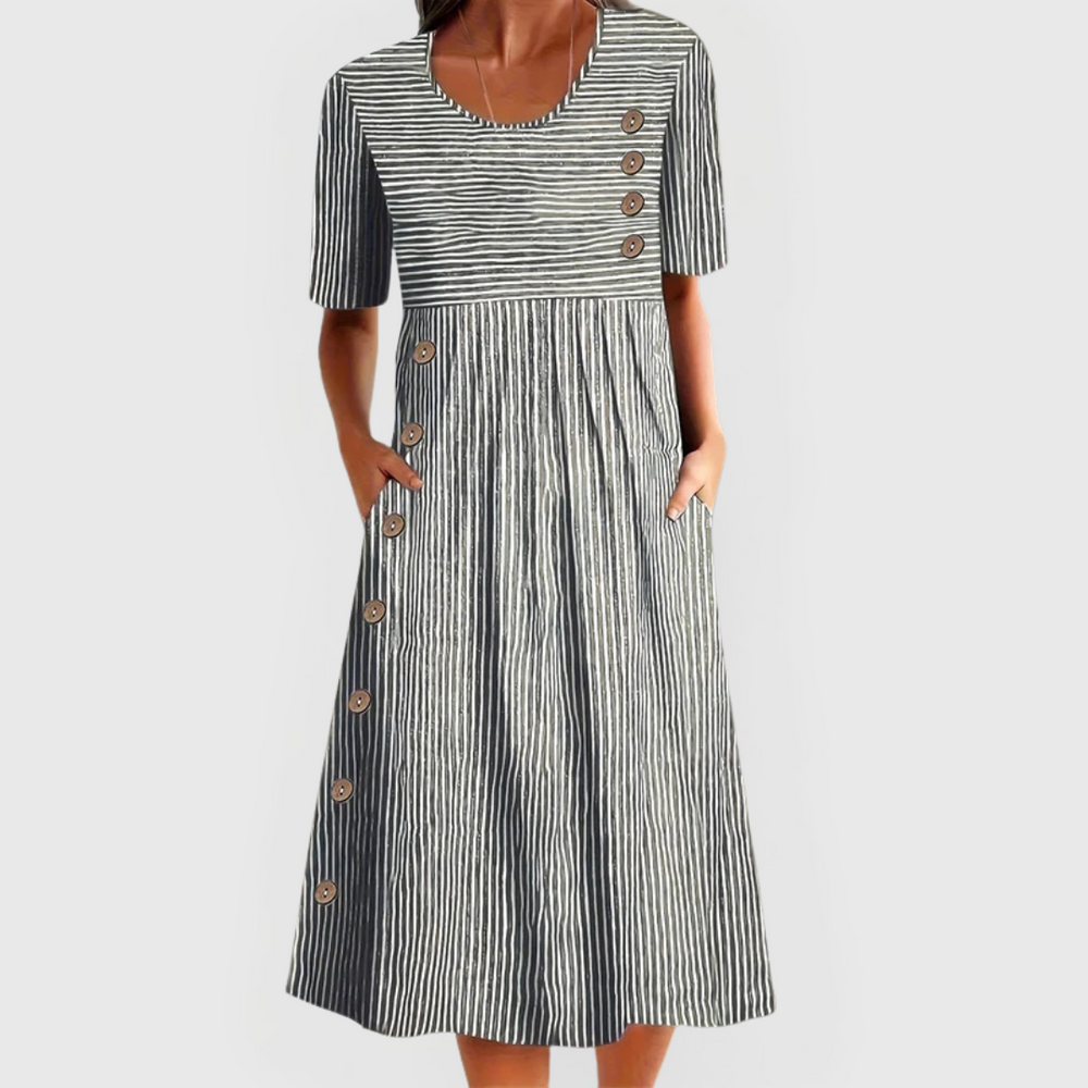 Sophia Gestreepte Midi Jurk