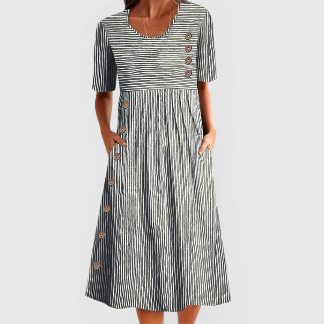 Sophia Gestreepte Midi Jurk