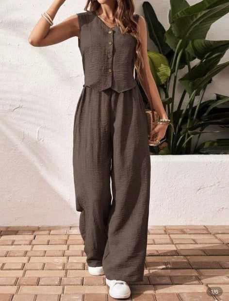 Charissa | Dames Set met Mouwloze Top en Broek