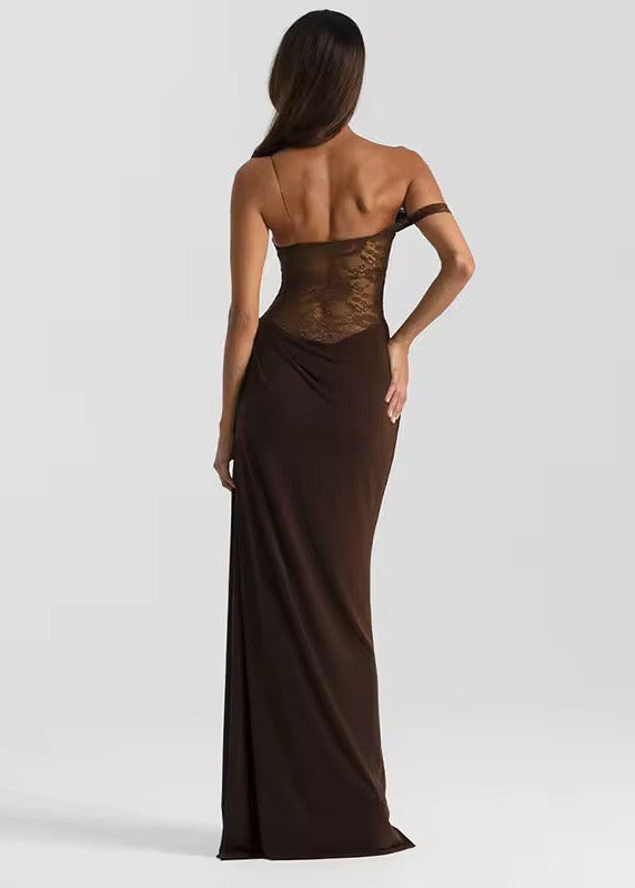 Cosima | Dames Off Shoulder Kanten Korset Maxi Jurk voor Bruiloftsgasten