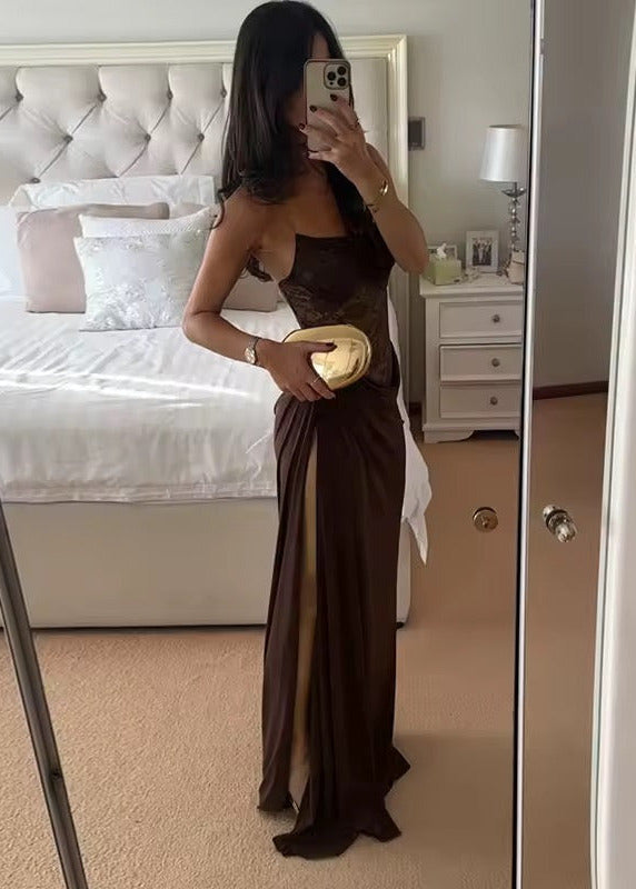 Cosima | Dames Off Shoulder Kanten Korset Maxi Jurk voor Bruiloftsgasten