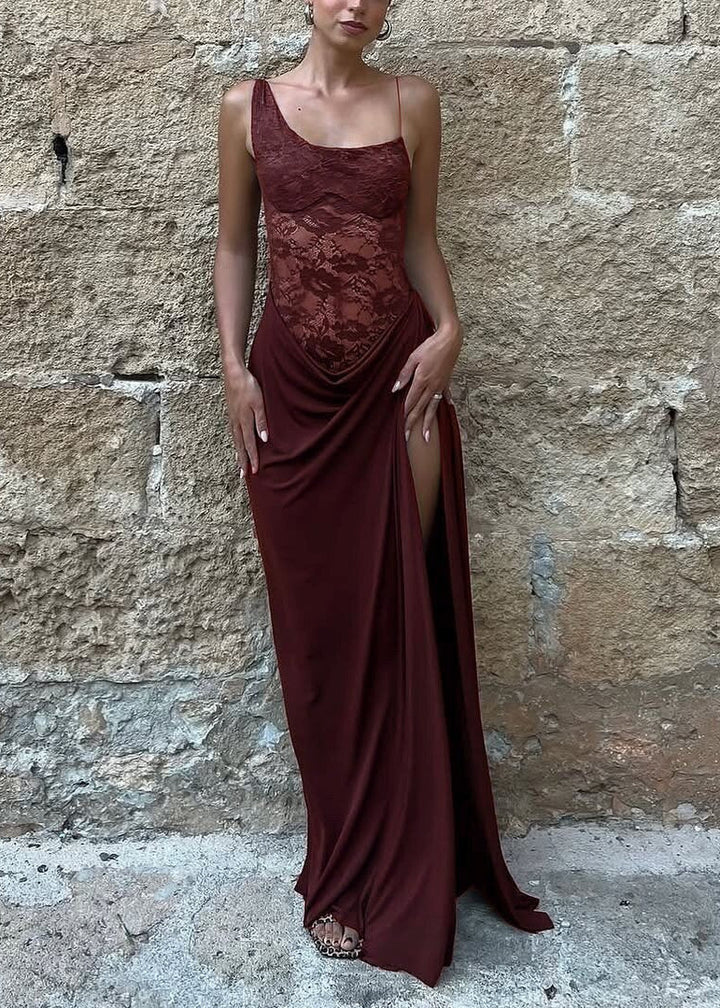 Cosima | Dames Off Shoulder Kanten Korset Maxi Jurk voor Bruiloftsgasten