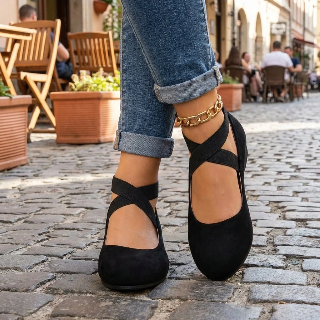 Dora | Dames Wedge Schoenen met Elastische Kruisbanden
