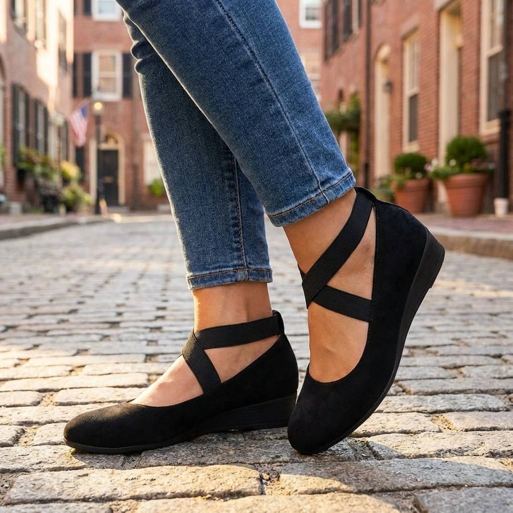 Dora | Dames Wedge Schoenen met Elastische Kruisbanden