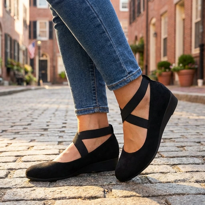 Dora | Dames Wedge Schoenen met Elastische Kruisbanden