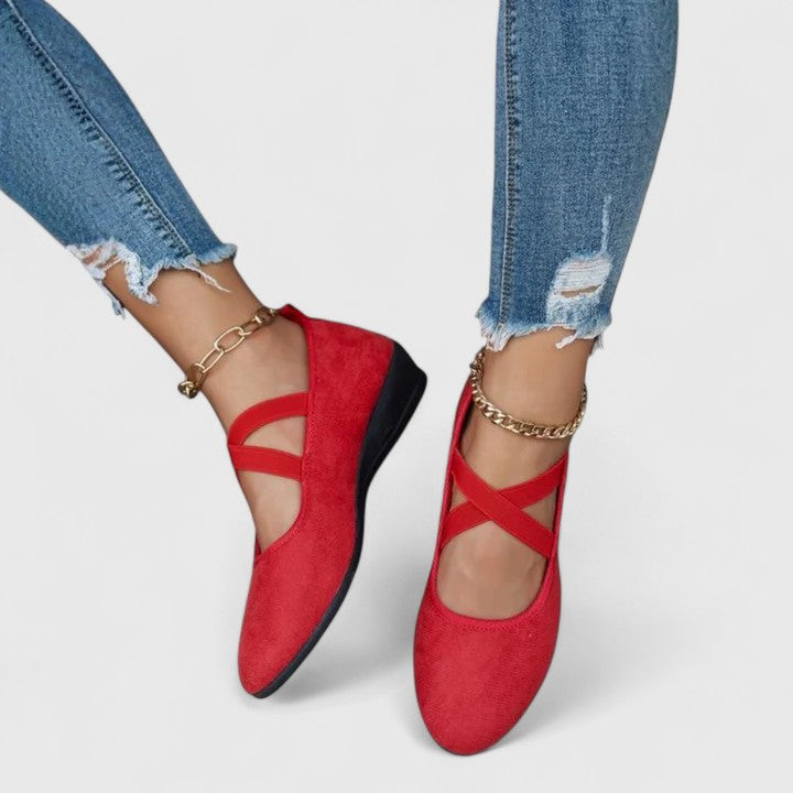 Dora | Dames Wedge Schoenen met Elastische Kruisbanden