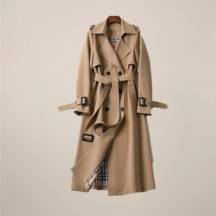 Gepke | Dubbelrijige Trenchcoat met Taillegesp voor Dames