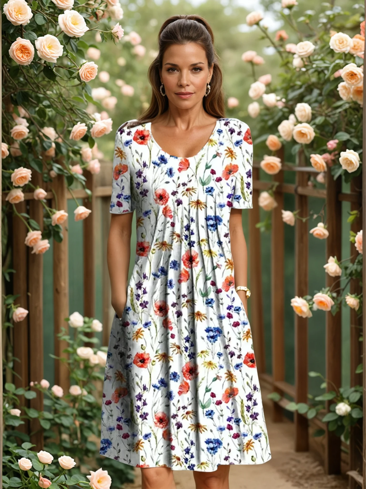 Rode bloemen / 3XL