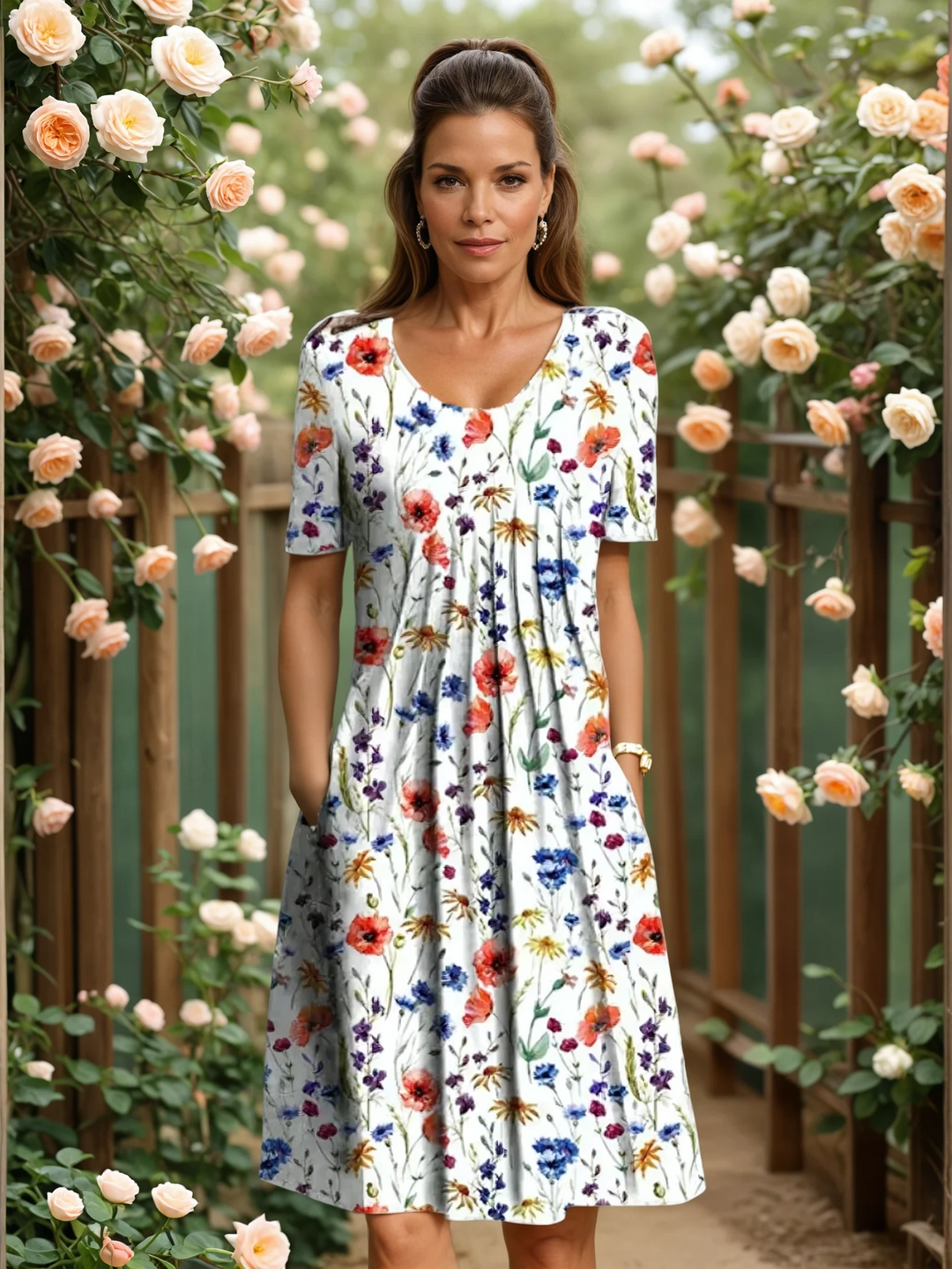 Harper | Dames Elegante Bloemenjurk met Soepele Taille
