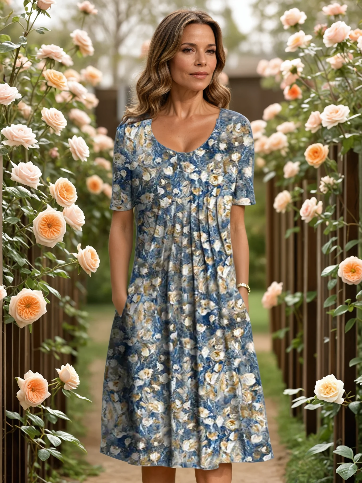 Lichtblauwe bloemen / 3XL