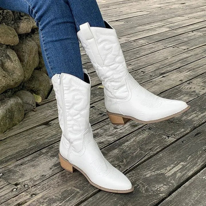 Hermina | Halfhoge Western Laarzen met Rits voor Dames