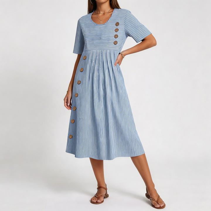 Sophia Gestreepte Midi Jurk