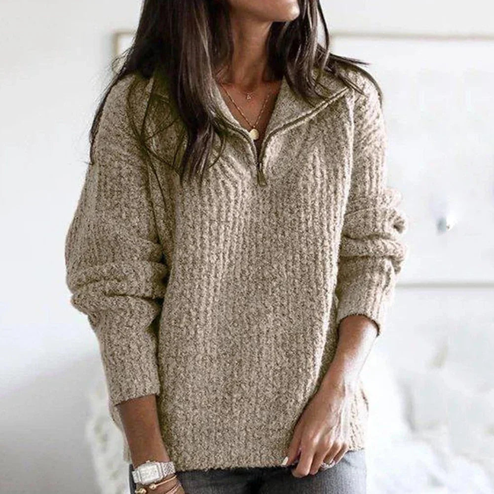 Hilde | Gebreide Pullover met Halve Rits voor Dames