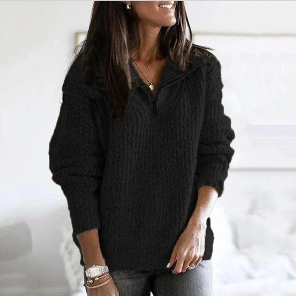 Hilde | Gebreide Pullover met Halve Rits voor Dames