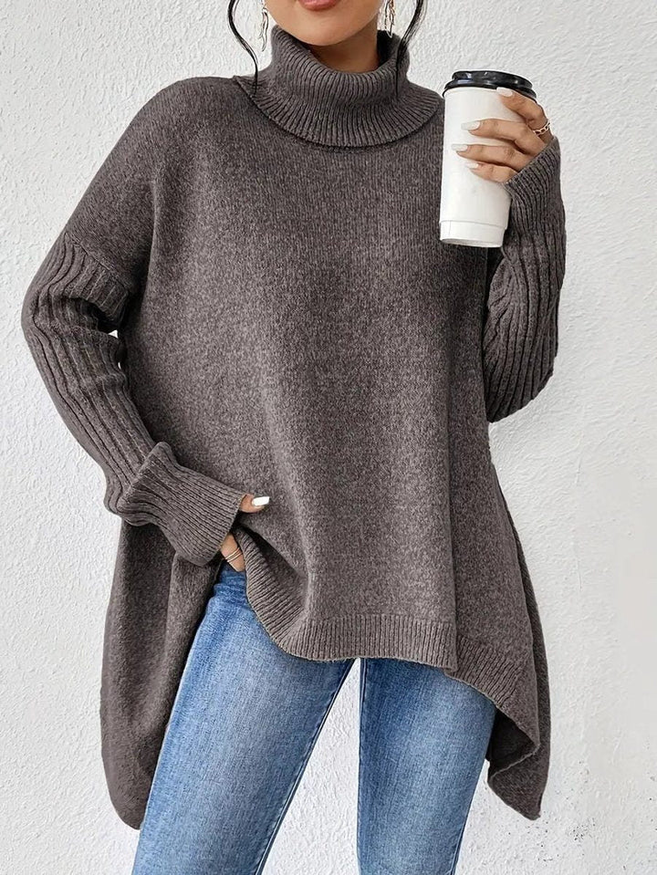 Kyra | Oversized Coltrui met Geribde Kraag voor Dames