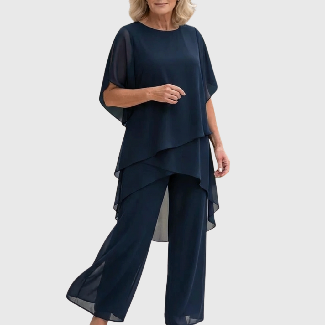 Linda | Dames Set met Gedrapeerde Top en Palazzo Broek