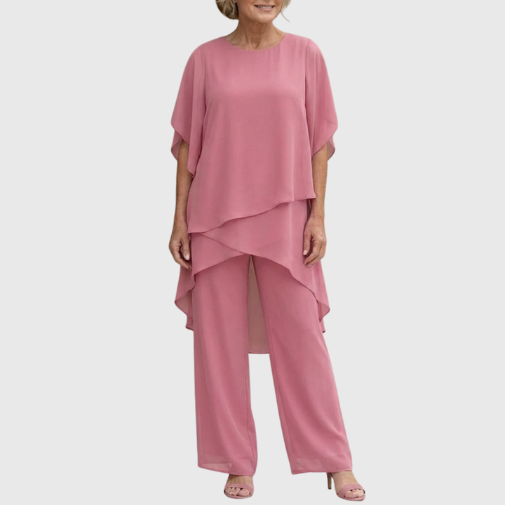 Linda | Dames Set met Gedrapeerde Top en Palazzo Broek
