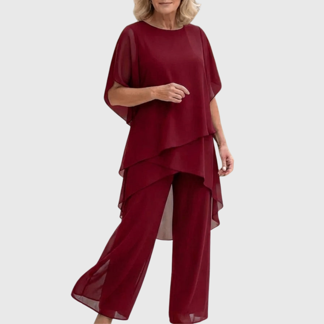 Linda | Dames Set met Gedrapeerde Top en Palazzo Broek