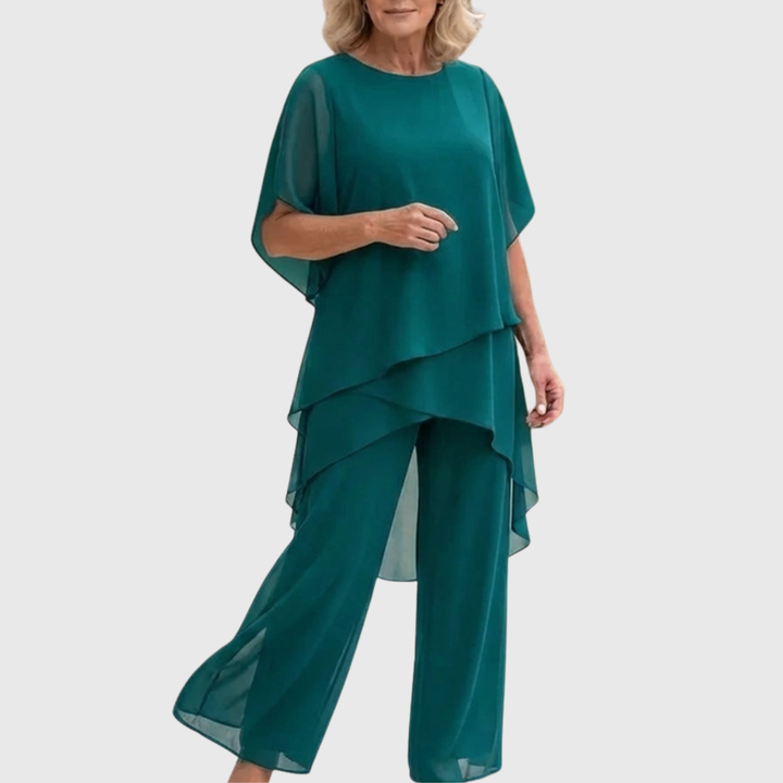 Linda | Dames Set met Gedrapeerde Top en Palazzo Broek