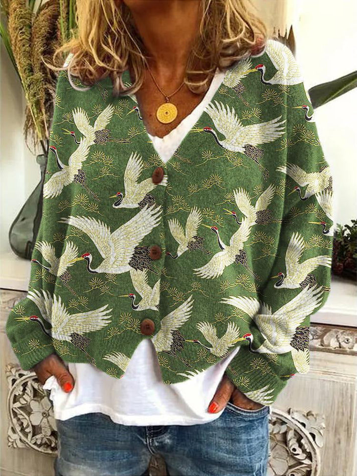 Loes | Gebreid Vest met Boho Print en V-Hals voor Dames