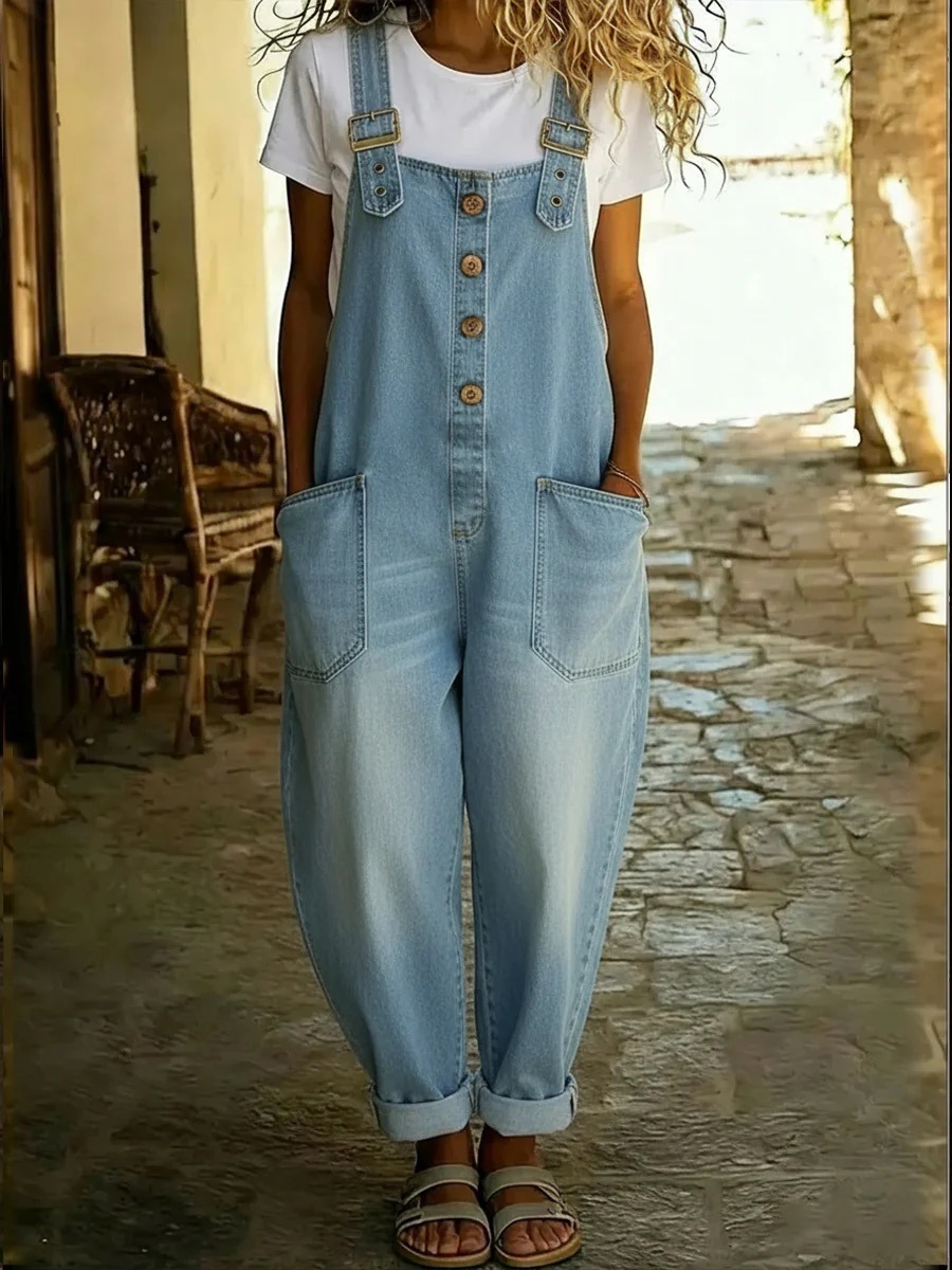 Lora | Dames Overall in Vintage Jeans-look