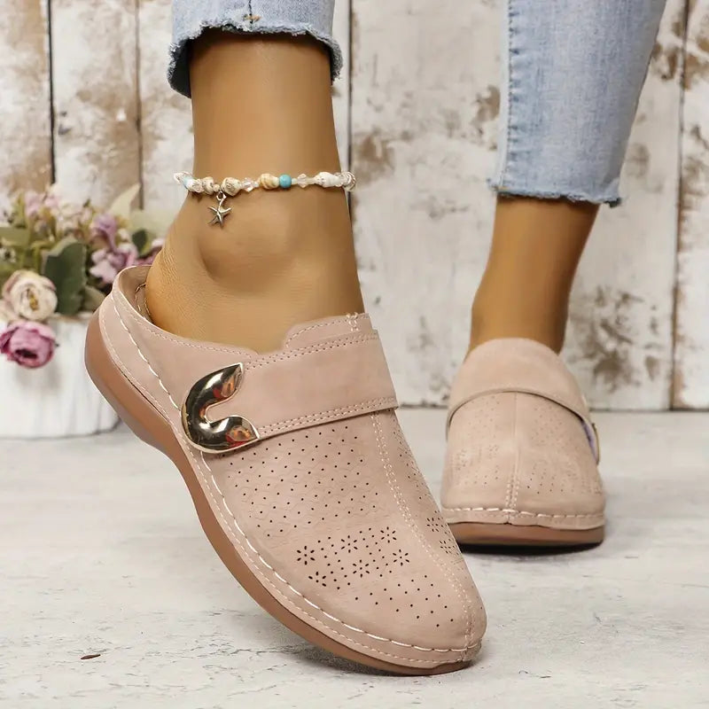 Martha | Dames Muiltjes met Sleehak en Gespdetail