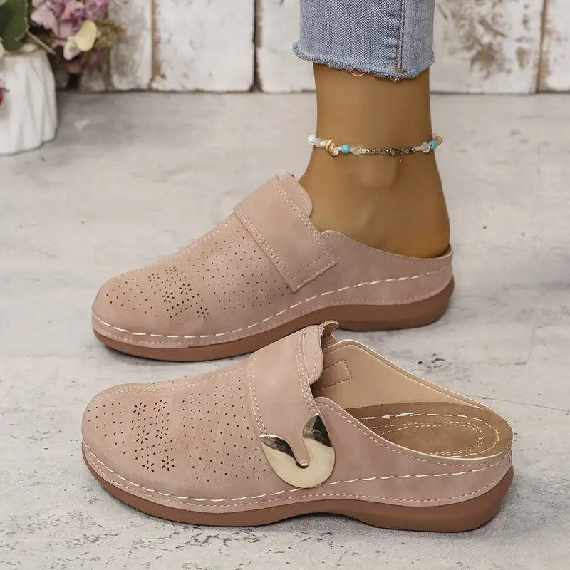 Martha | Dames Muiltjes met Sleehak en Gespdetail