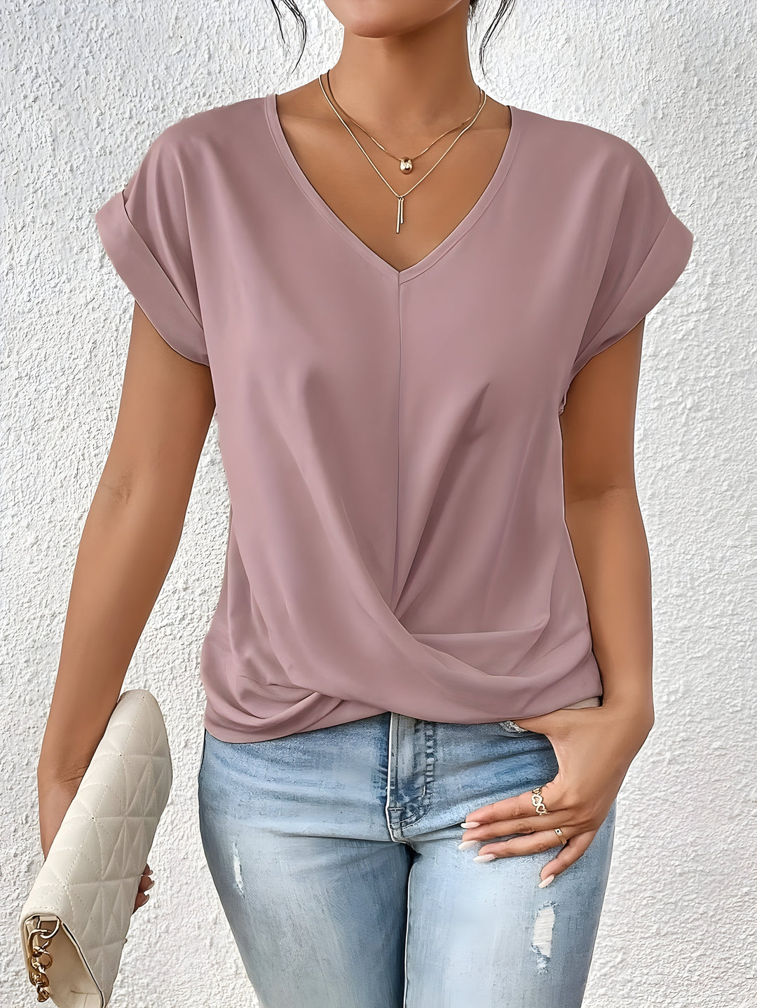 Meika | Dames Top met Twist-detail en V-hals