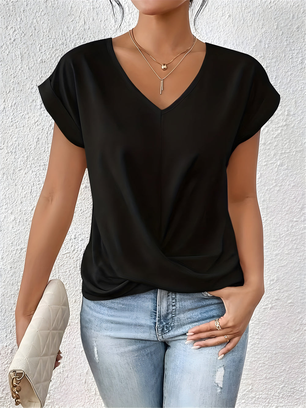 Meika | Dames Top met Twist-detail en V-hals