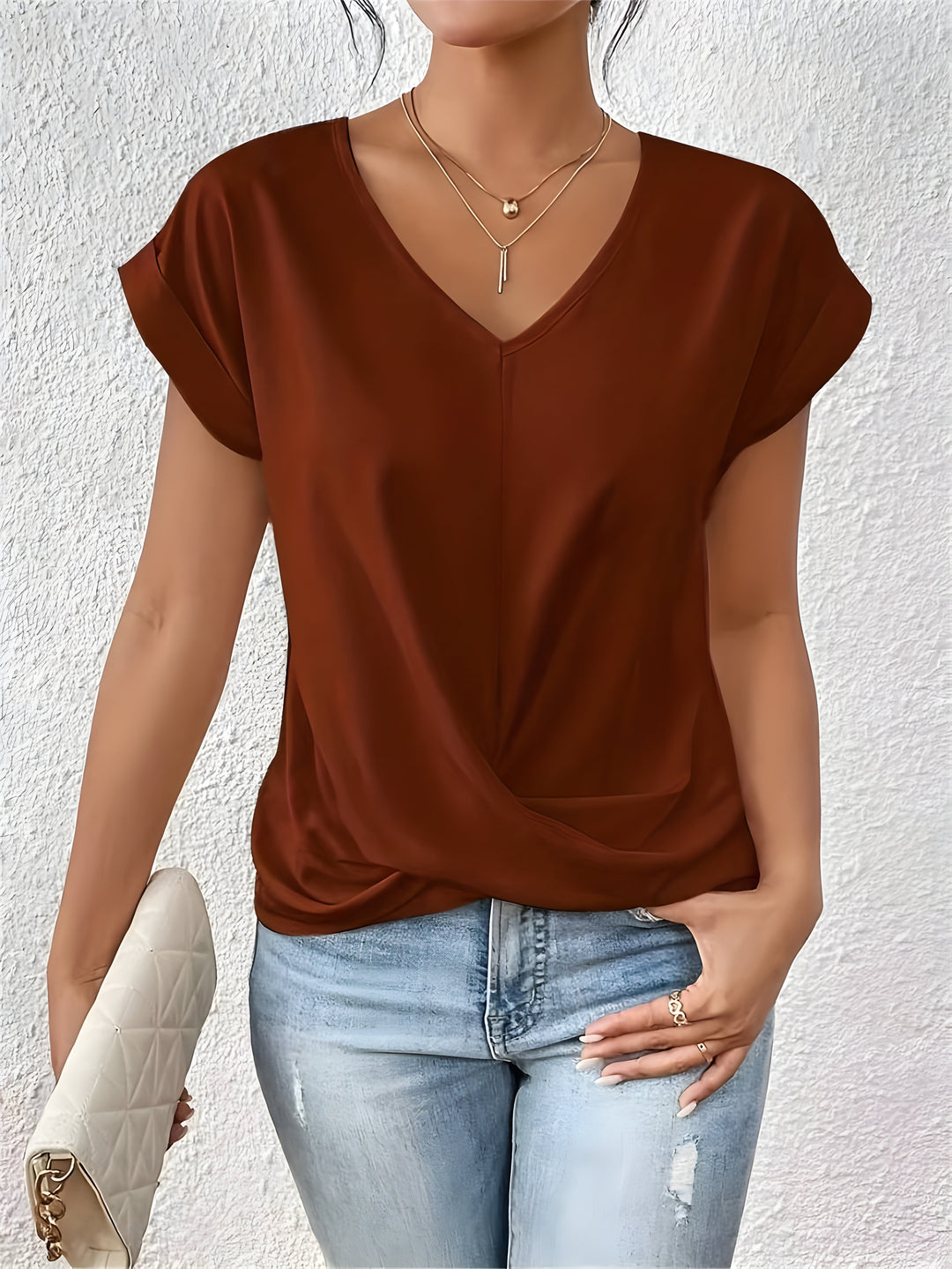 Meika | Dames Top met Twist-detail en V-hals